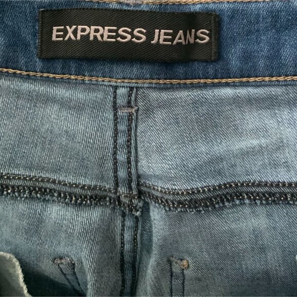 EXPRESS LADIES REGULAR LEGGINGS HIGH RISE ACID WASH 5 POCKET DENIM JEANS EUC 4 - Picture 6 of 10